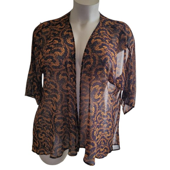 LulaRoe Purple Orange Swim Cover or Sheer Jacket Robe Woman's L LH8058 - Picture 2 of 7